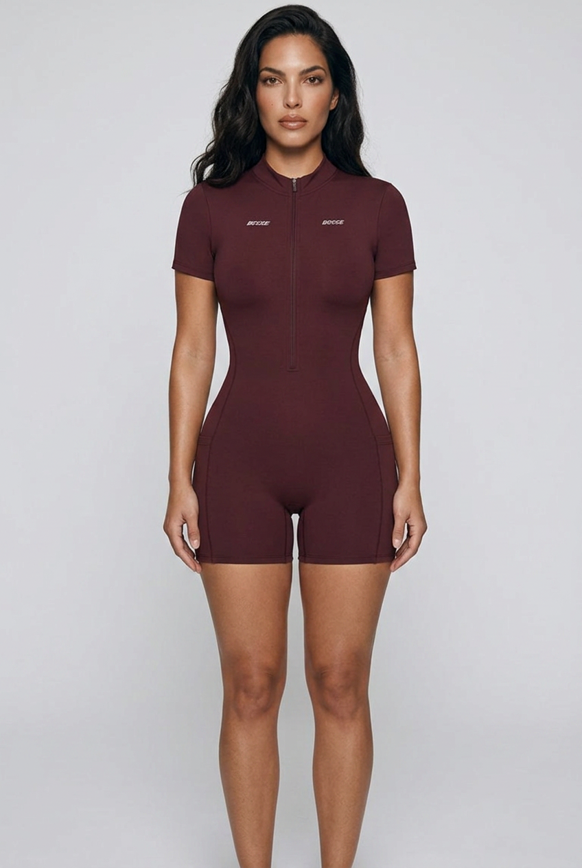 Bosse Signature Quarter-Zip Short Sleeve Romper