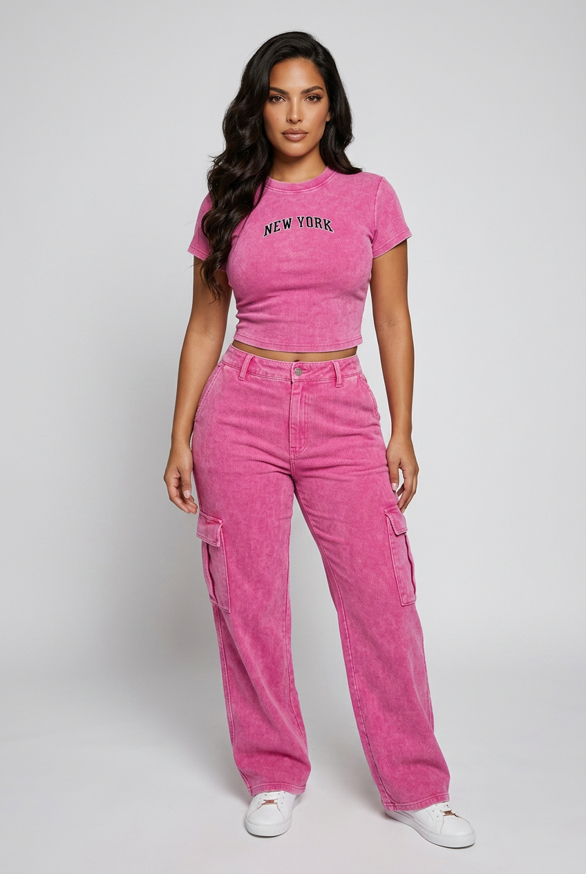 Vintage Washed Bodycon Cotton T-Shirt