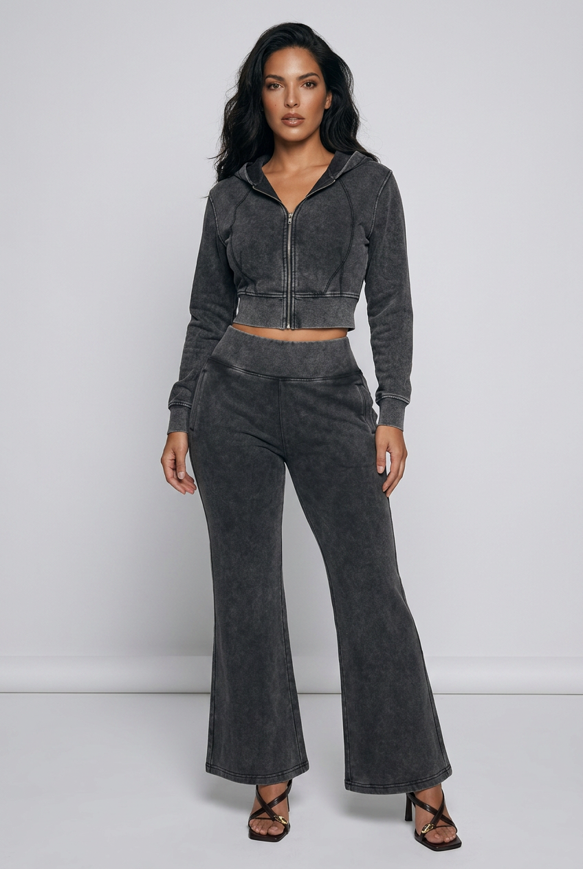 Vintage Washed Cropped Fleece Hoodie
