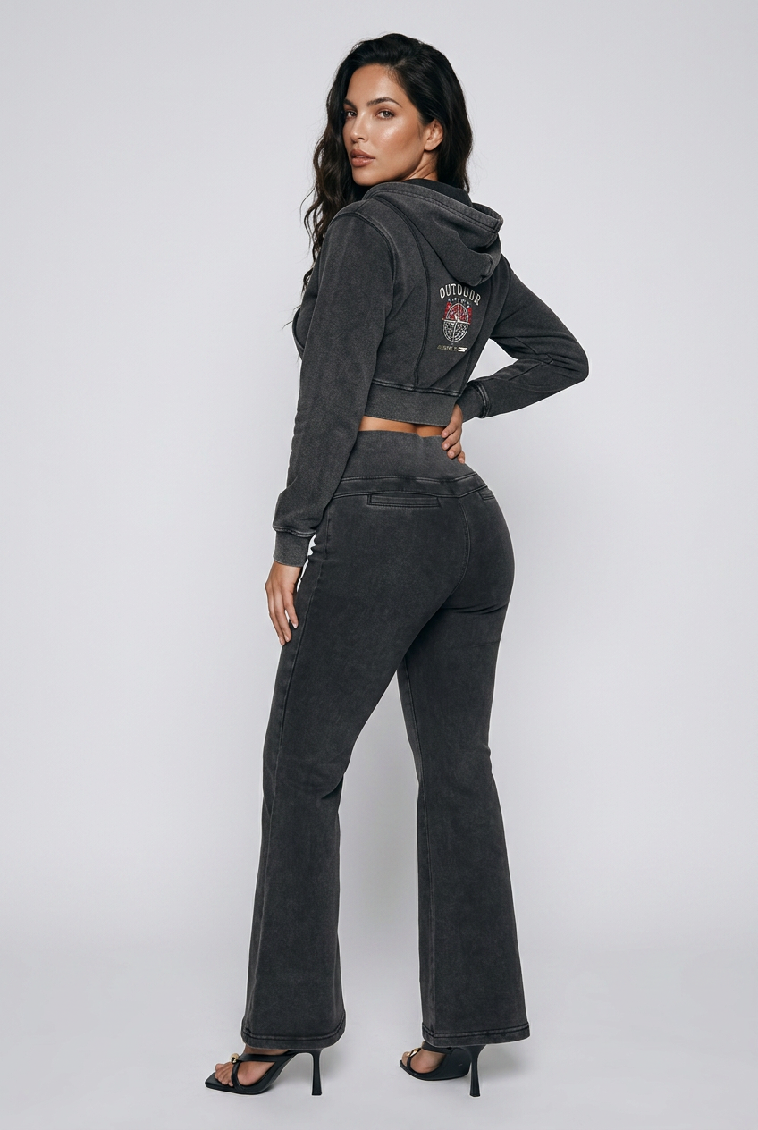 Vintage Washed Cropped Fleece Hoodie