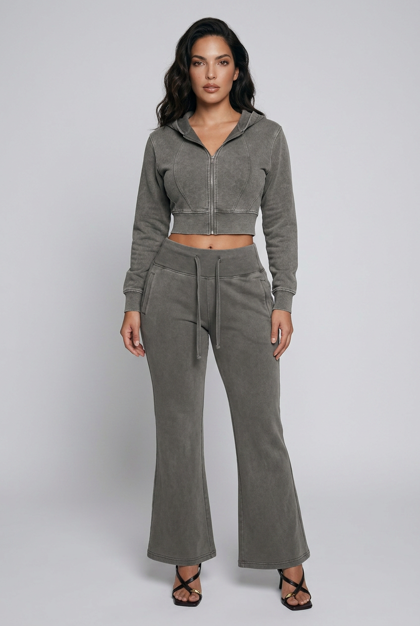 Vintage Washed Cropped Fleece Hoodie
