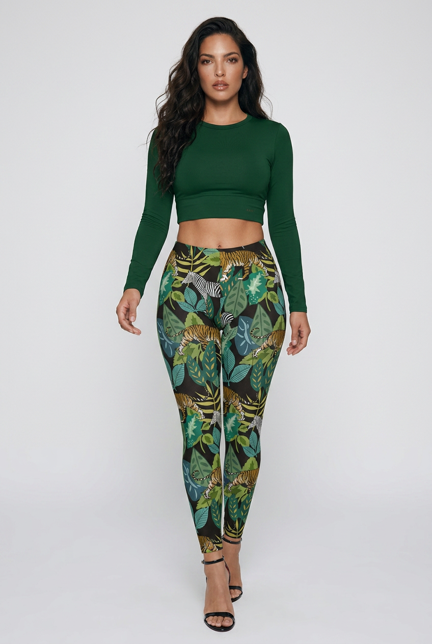 Bosse Green Long-sleeve Crop Top