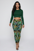 Bosse Green Long-sleeve Crop Top