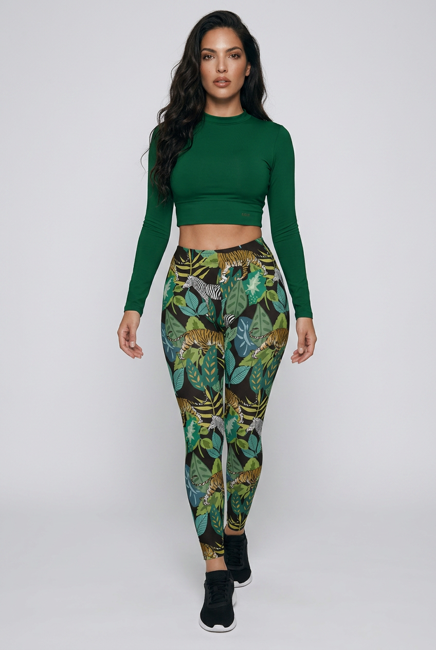 Bosse Green Long-sleeve Crop Top