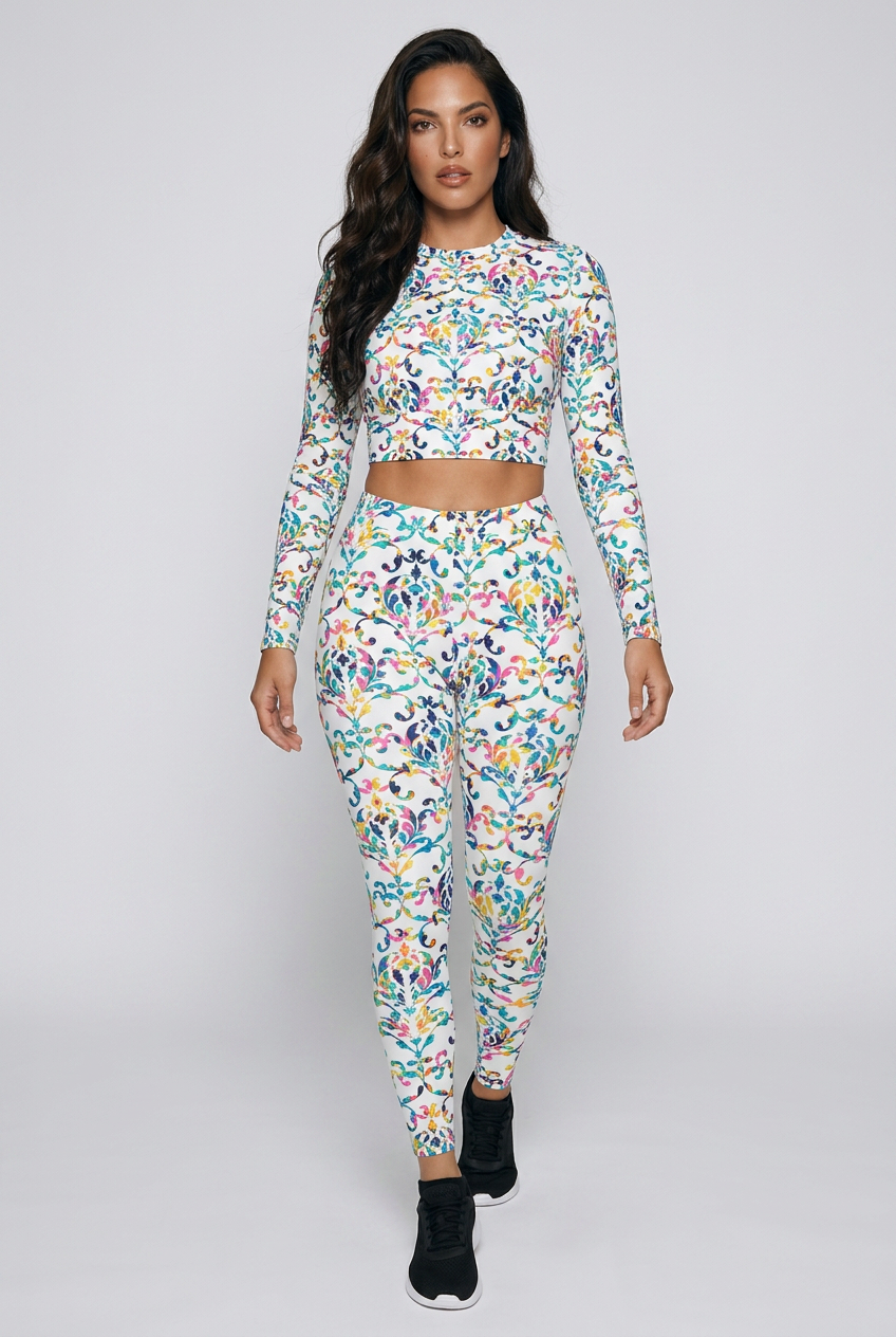 Bosse Vintage Multi Long-sleeve Crop Top