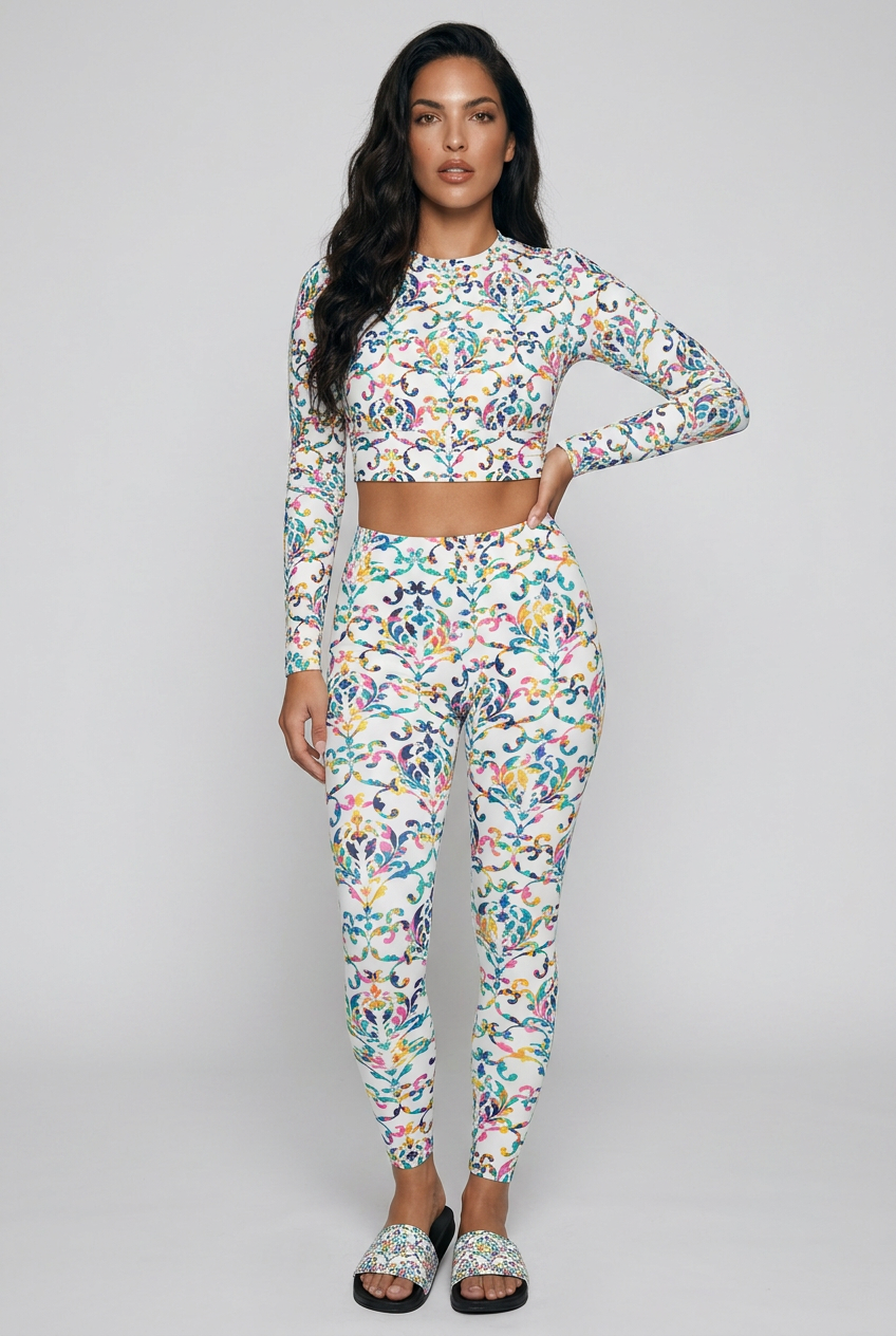 Bosse Vintage Multi Long-sleeve Crop Top