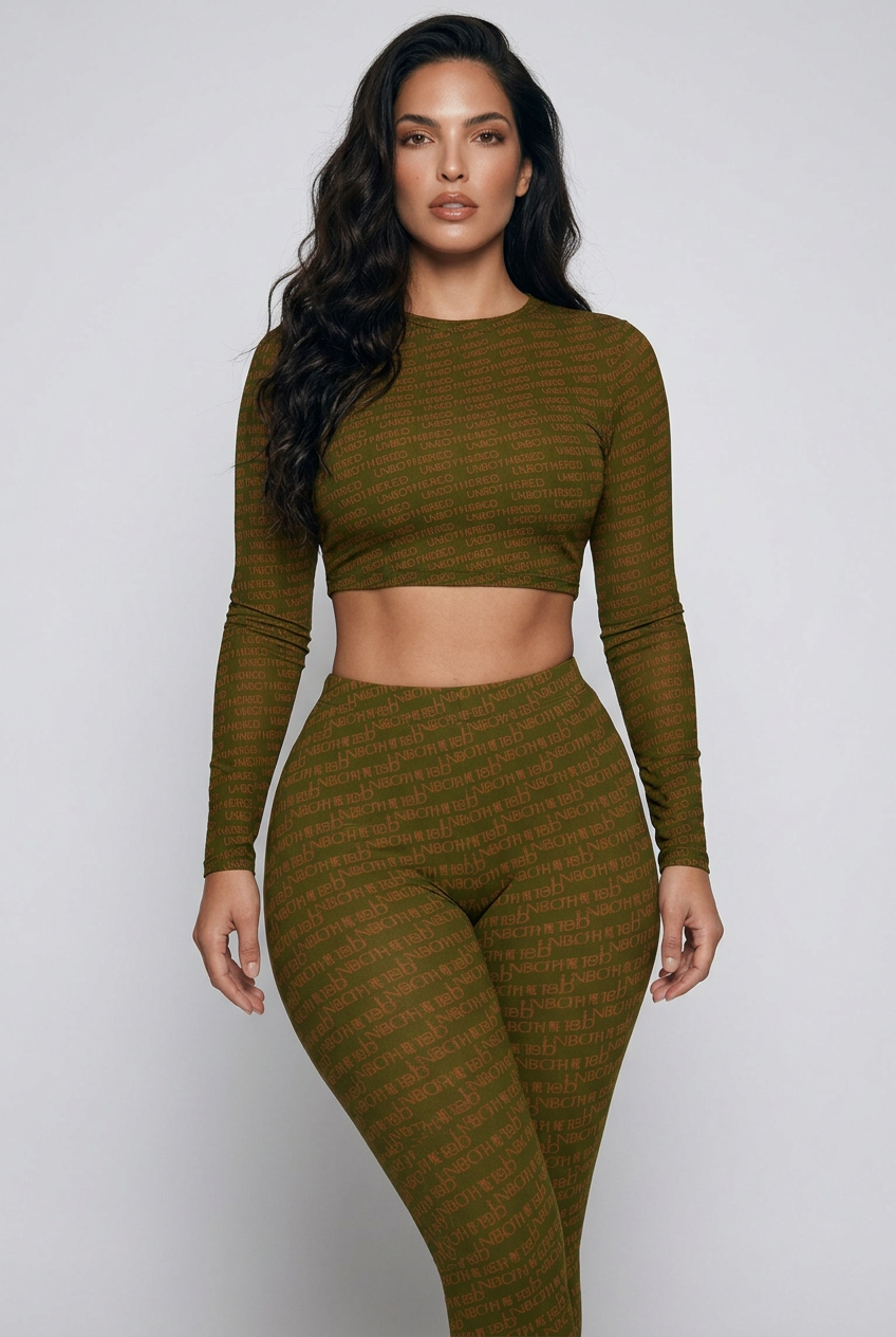 Bosse Unbothered Olive Long-sleeve Premium Crop Top