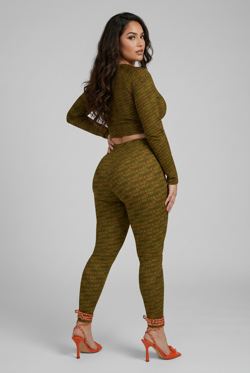 Bosse Unbothered Olive Long-sleeve Premium Crop Top