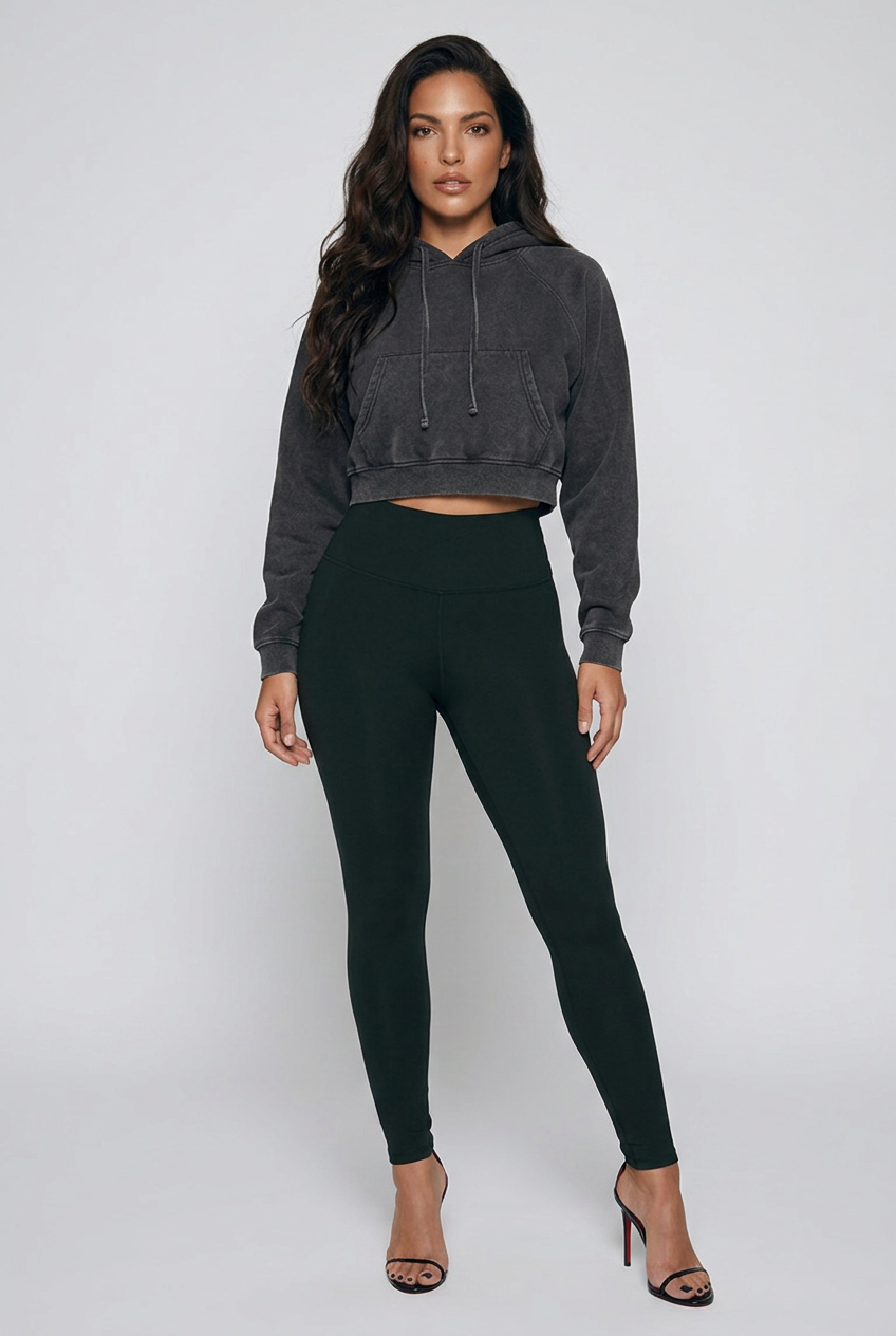 Cali Snow Washed Cropped Hoodie
