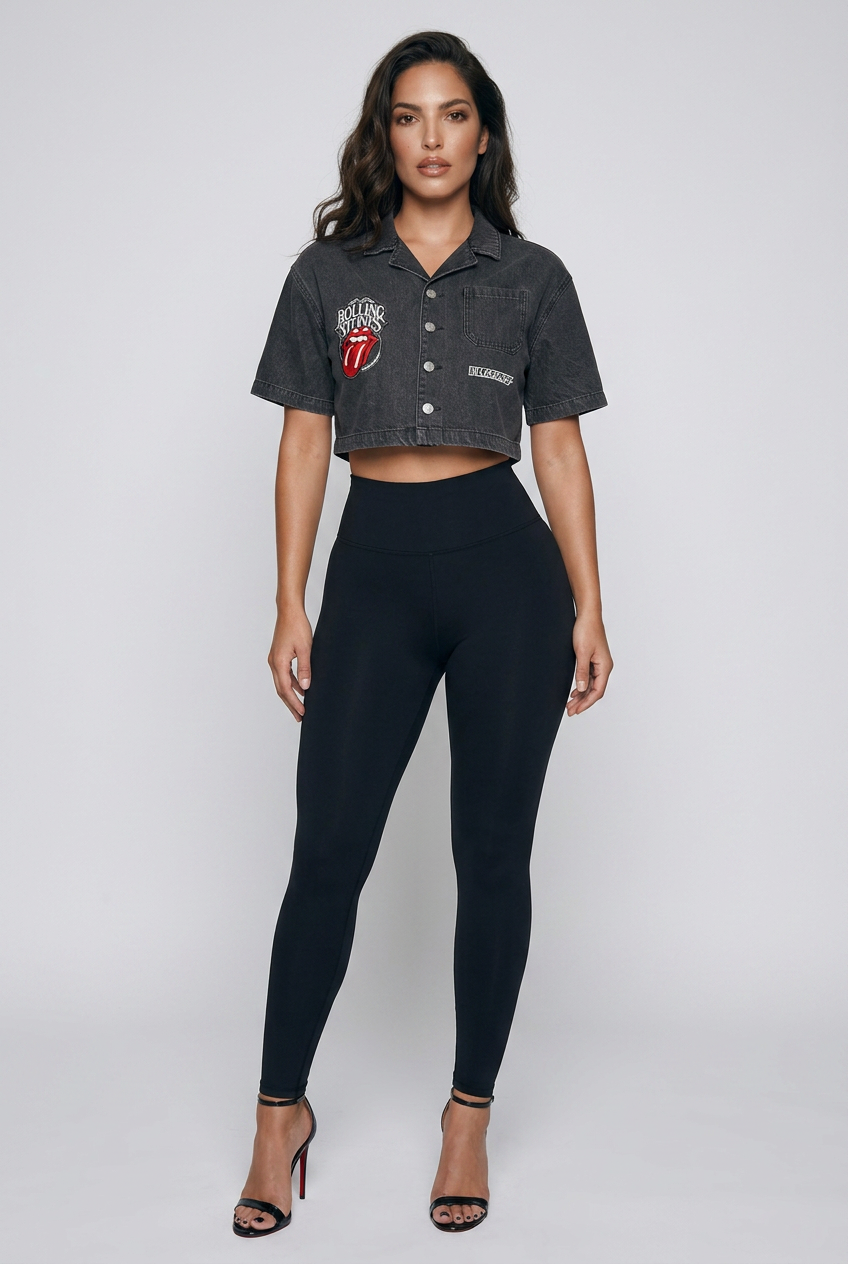 Rolling Stones Vintage Wash Boxy Cropped Shirt