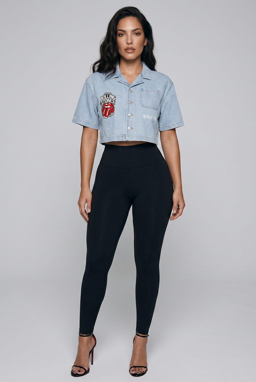 Rolling Stones Vintage Wash Boxy Cropped Shirt