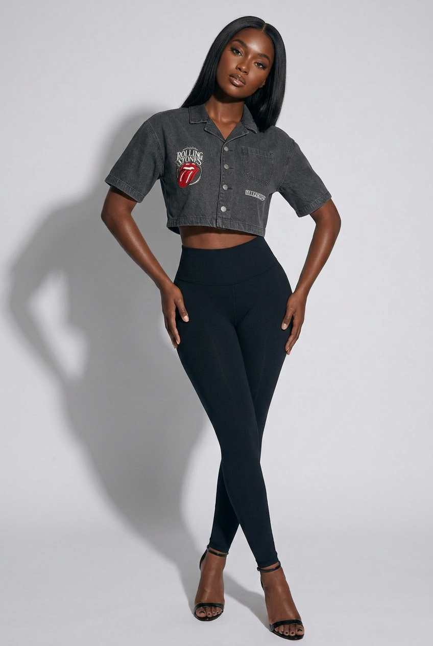 Rolling Stones Vintage Wash Boxy Cropped Shirt