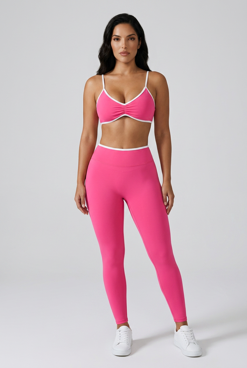 Bosse Fit Color Block Ruched V-Neck Sports Bra