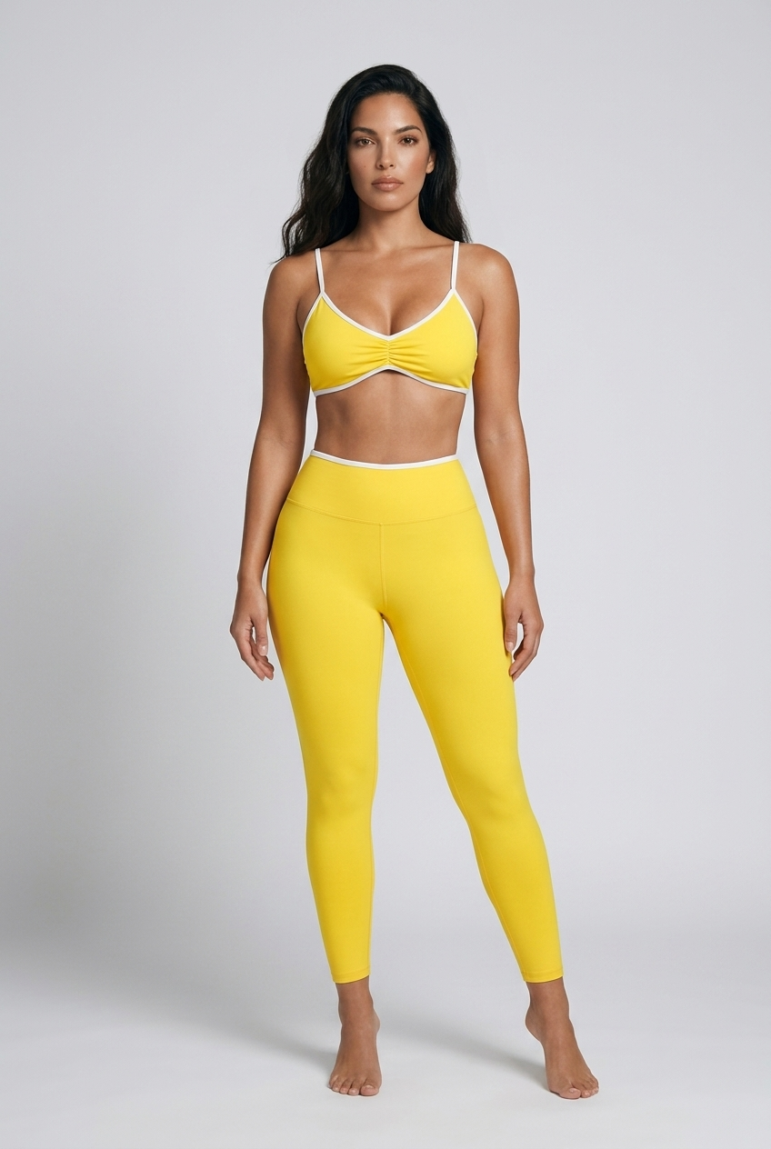 Bosse Fit Color Block Ruched V-Neck Sports Bra