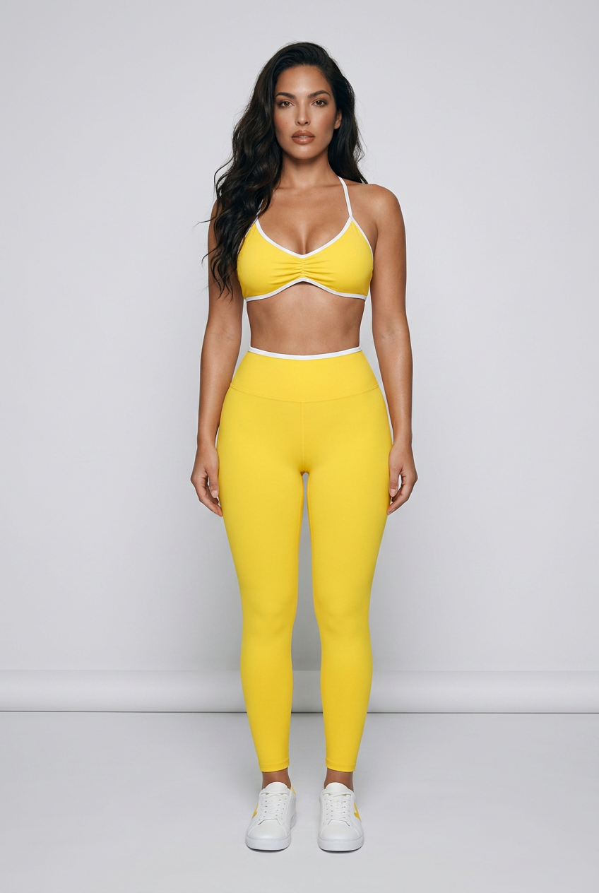 Bosse Fit Color Block Ruched V-Neck Sports Bra
