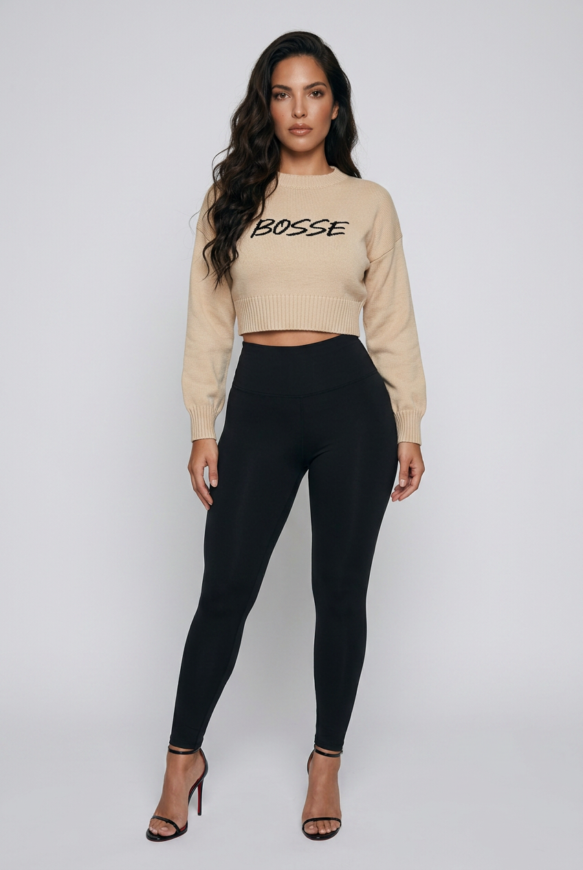 Mineral Wash Balloon Sleeve Cropped Sweater