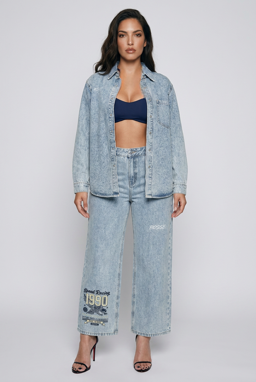 Bosse Unisex Vintage Wash Denim Shirt