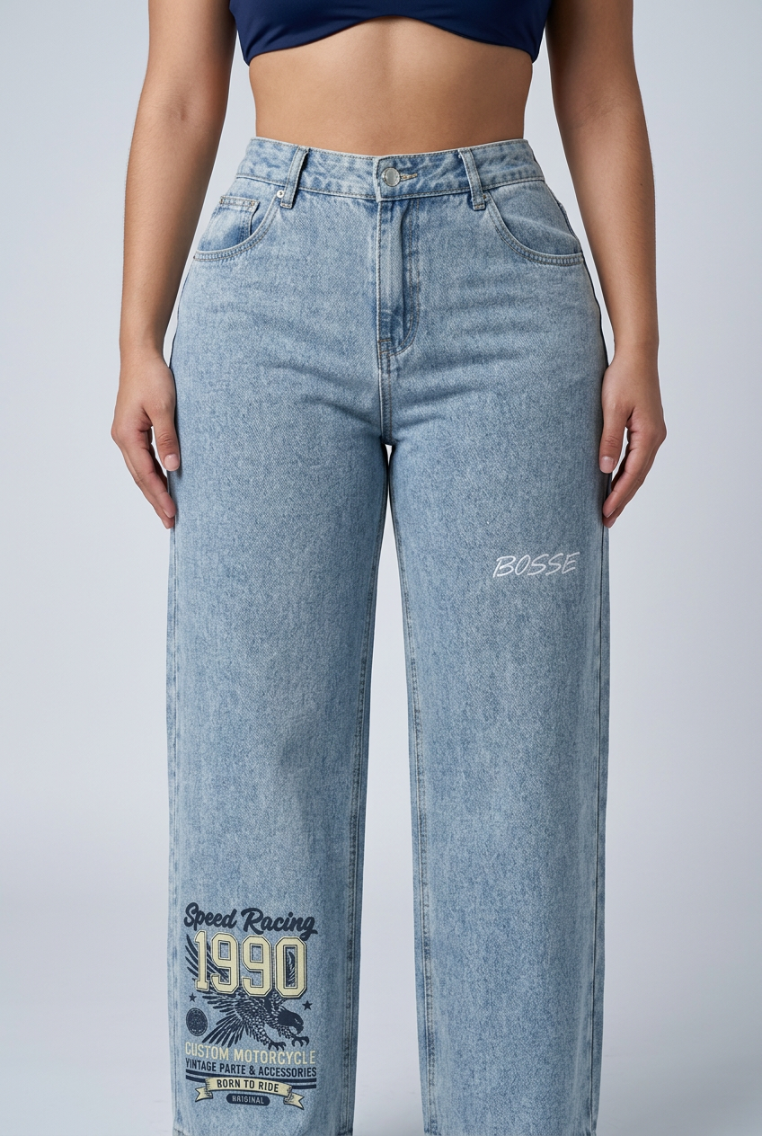 Bosse Unisex Vintage Wash Straight Leg Jeans