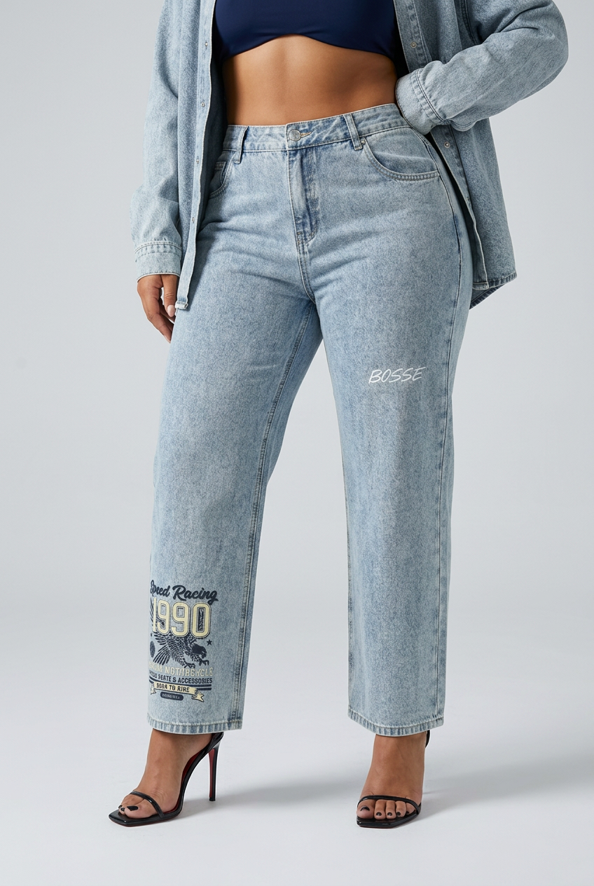 Bosse Unisex Vintage Wash Straight Leg Jeans