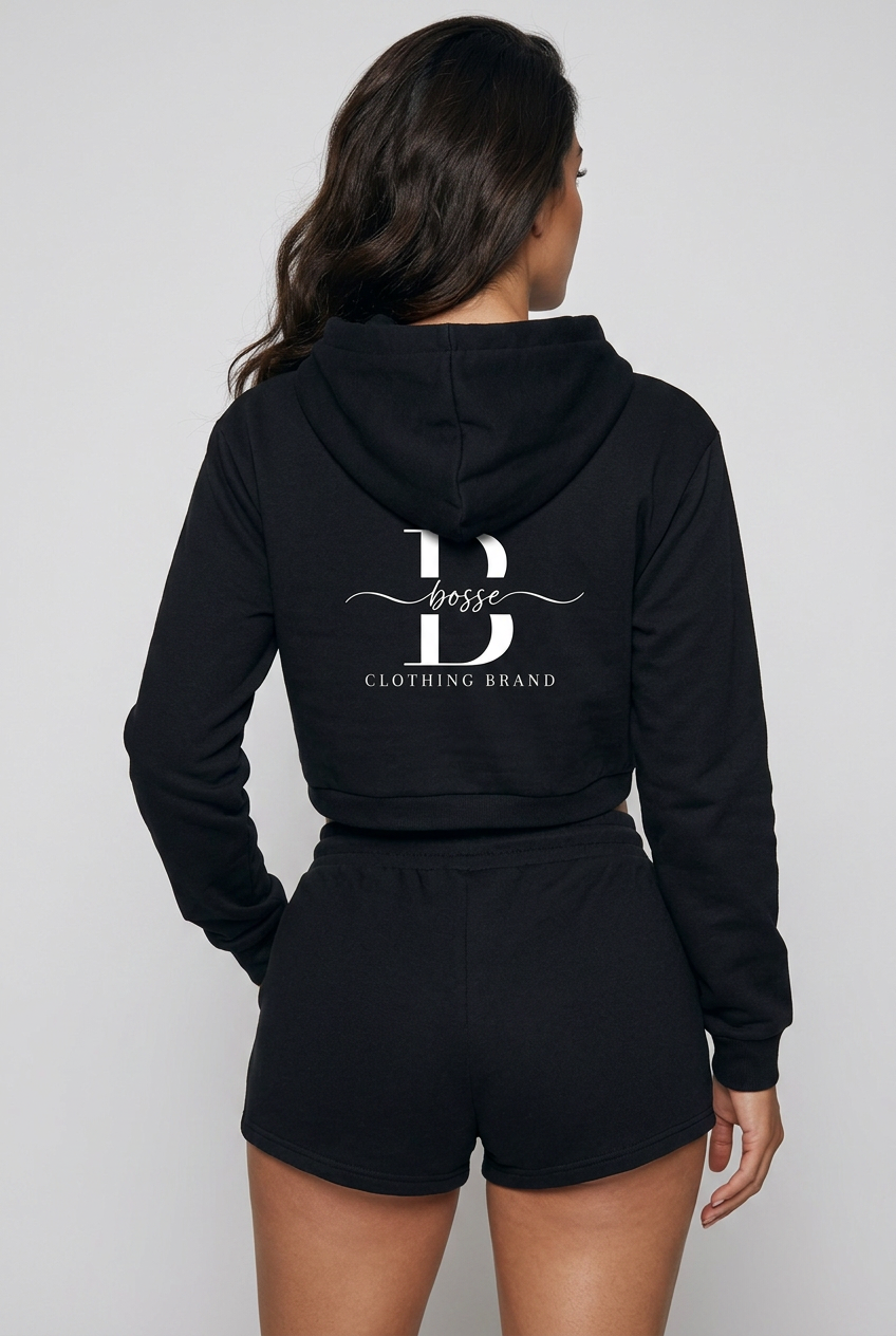 Bosse Contrast Side Stripe Cropped Hoodie