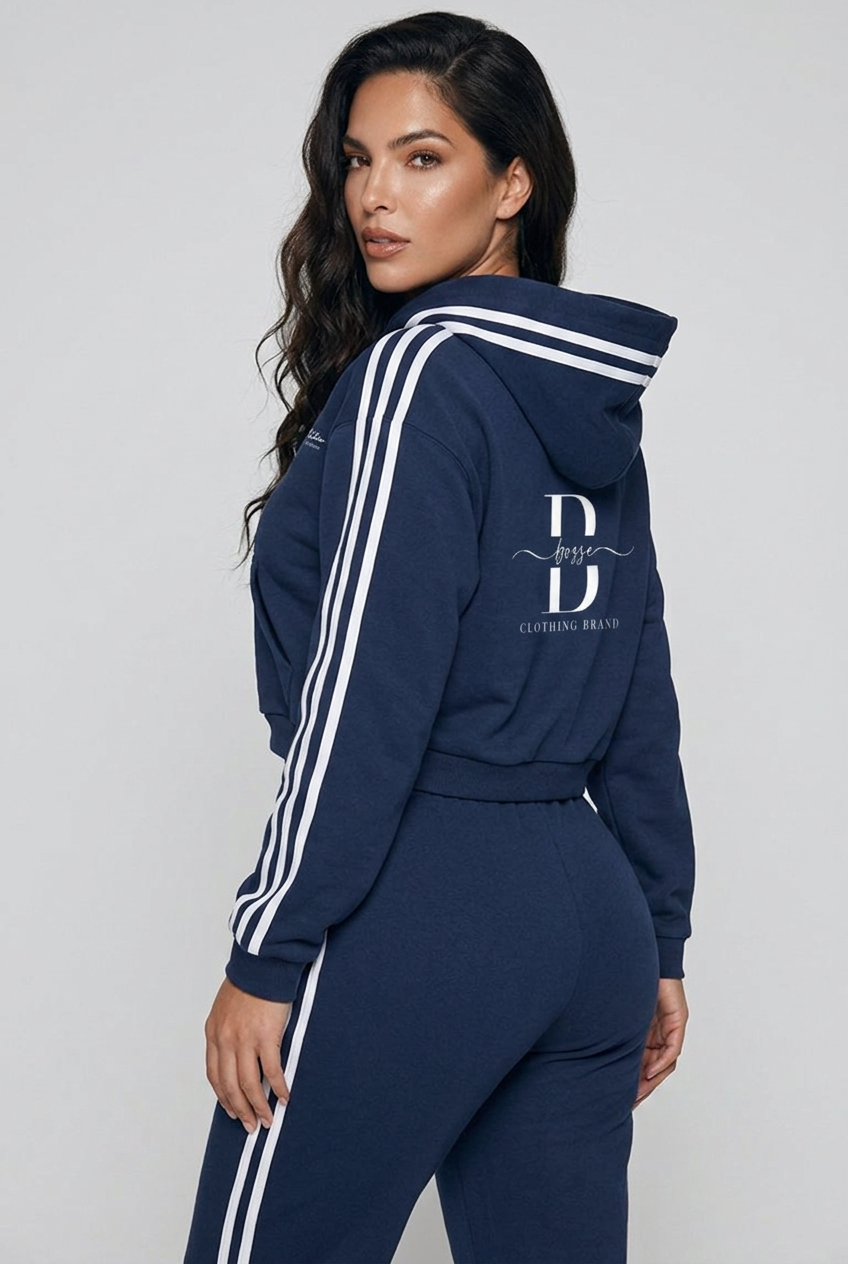 Bosse Contrast Side Stripe Cropped Hoodie