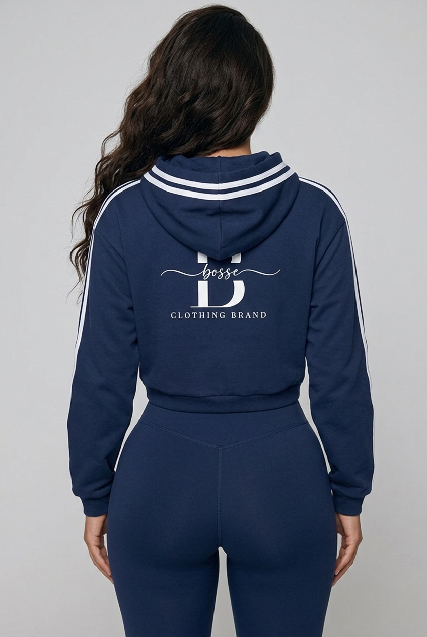 Bosse Contrast Side Stripe Cropped Hoodie
