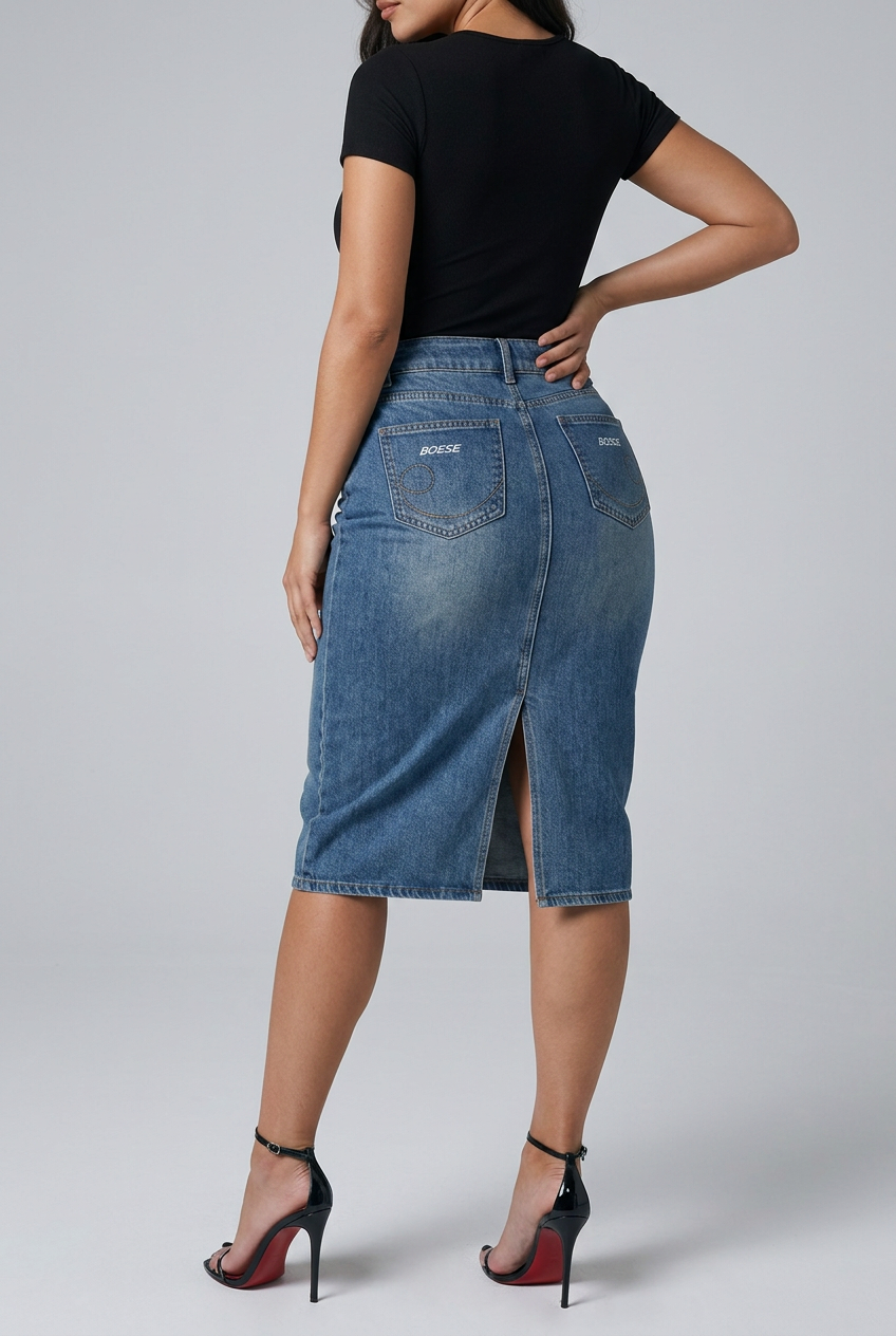 Bosse Signature Vintage Wash Denim Skirt
