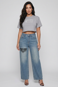 Bosse Adulting Snow Washed Raw Edge Crop Top