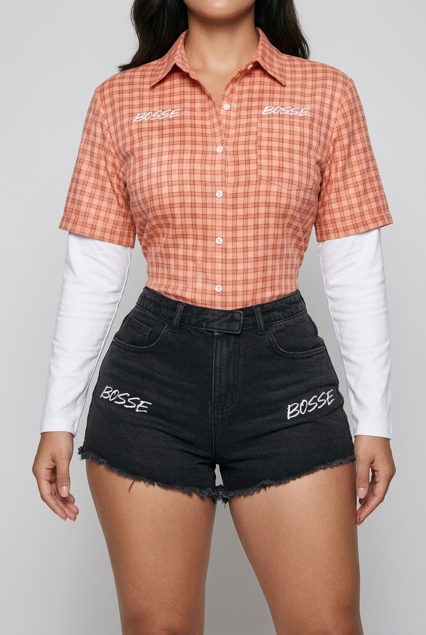Bosse Vintage Wash Faux Layered Plaid Long Sleeve Shirt
