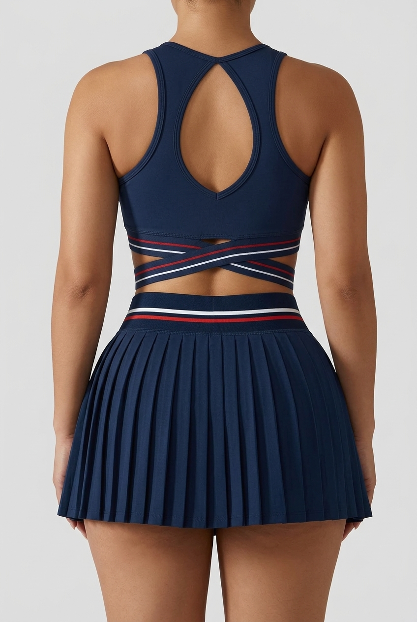Bosse Signature Blue Criss-Cross Band Sports Bra