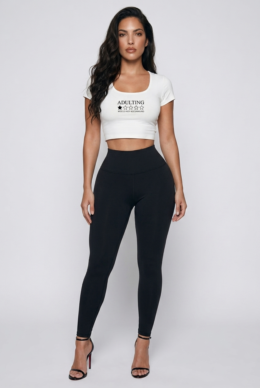 Bosse Adulting Square Neck Crop T-Shirt