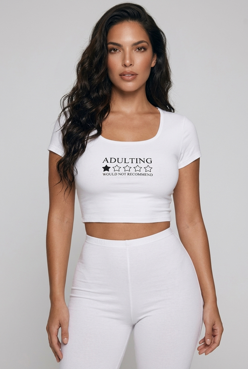 Bosse Adulting Square Neck Crop T-Shirt