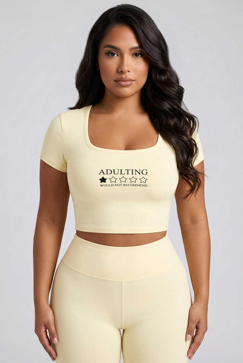 Bosse Adulting Square Neck Crop T-Shirt