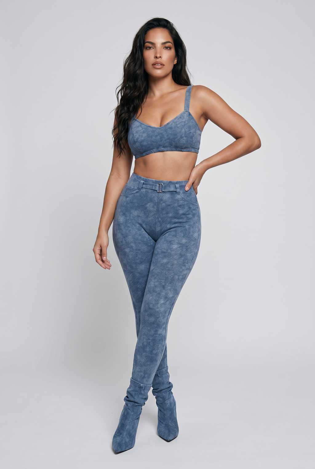 Bosse Faux Denim Sports Bra