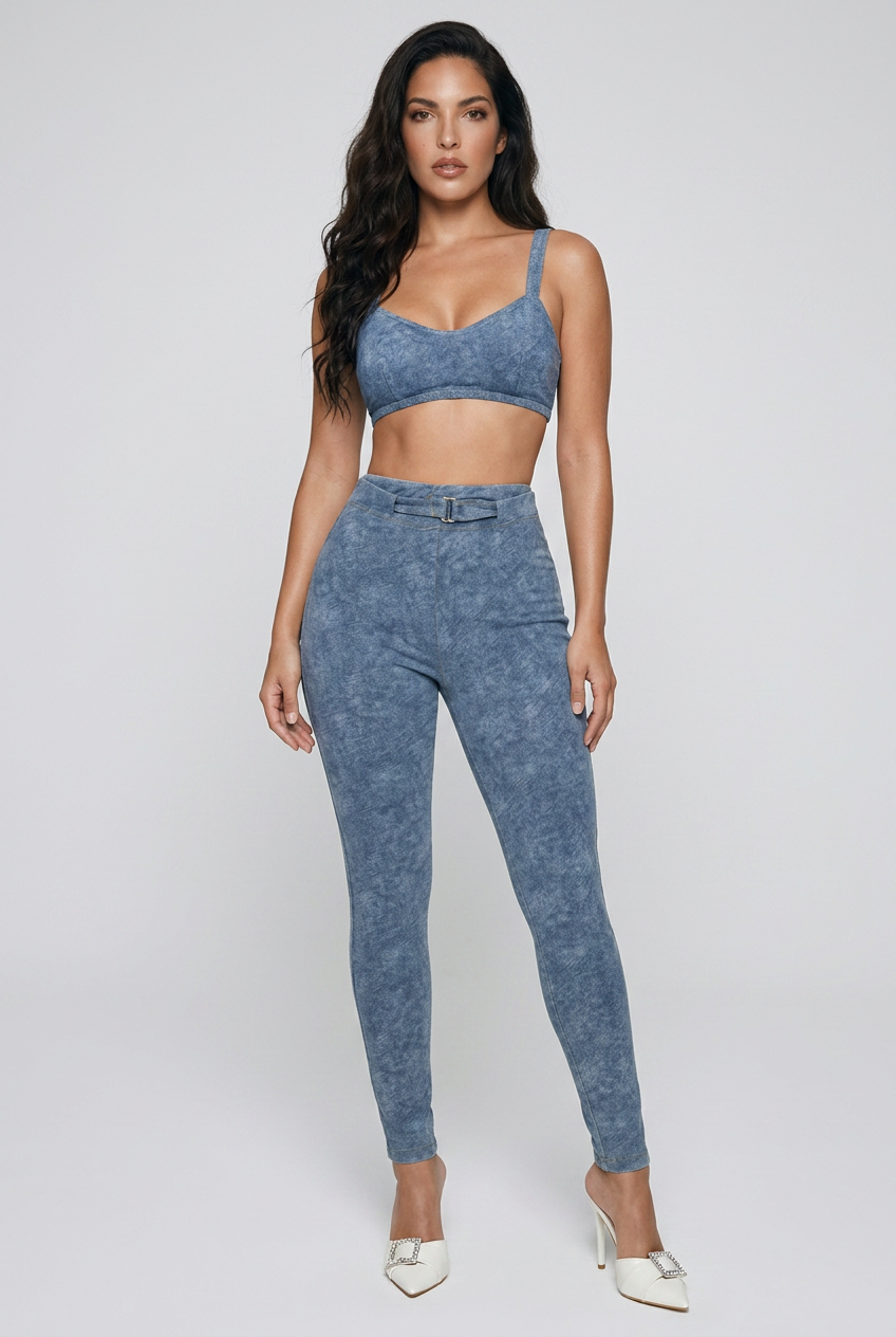 Bosse Faux Denim Sports Bra