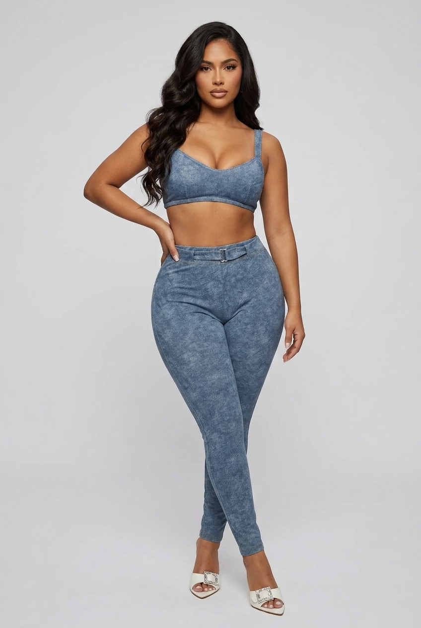 Bosse Faux Denim Sports Bra