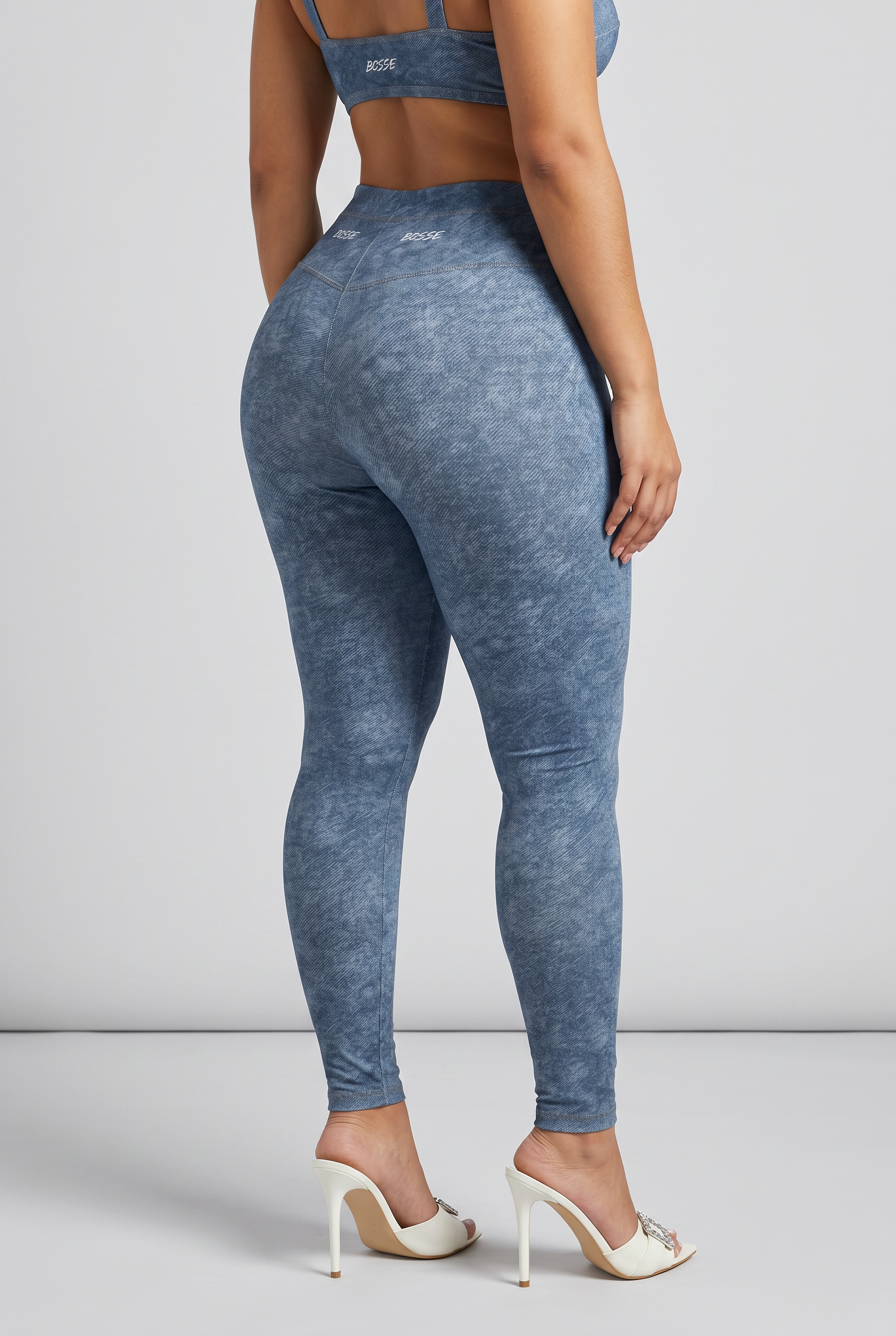 Bosse Faux Denim Zip-Fly Leggings