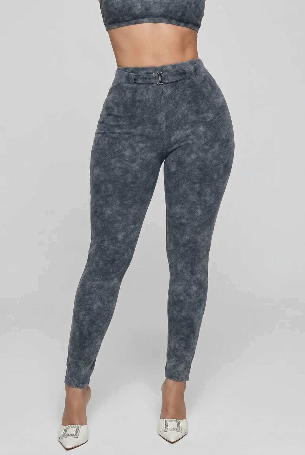 Bosse Faux Denim Zip-Fly Leggings