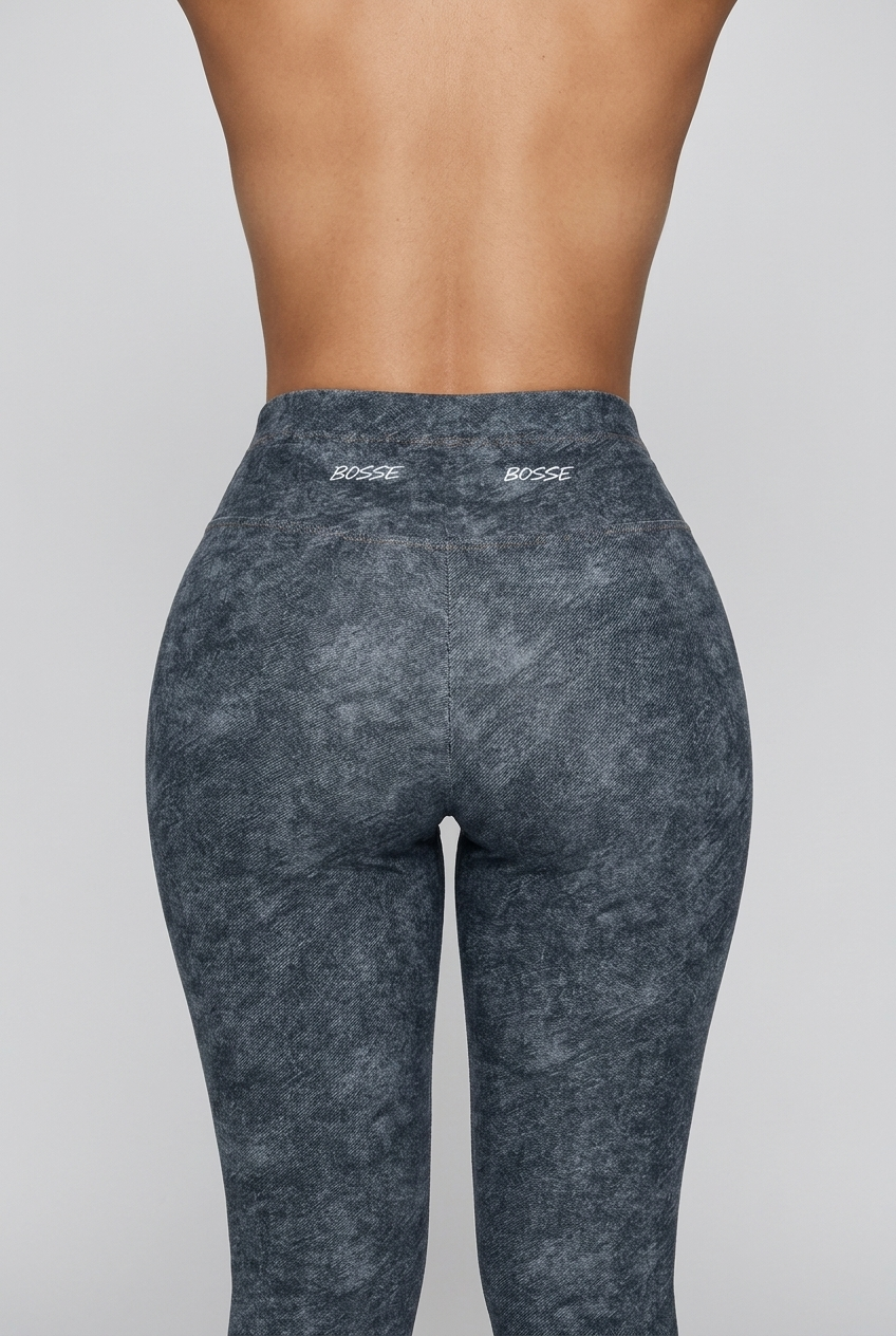 Bosse Faux Denim Zip-Fly Leggings