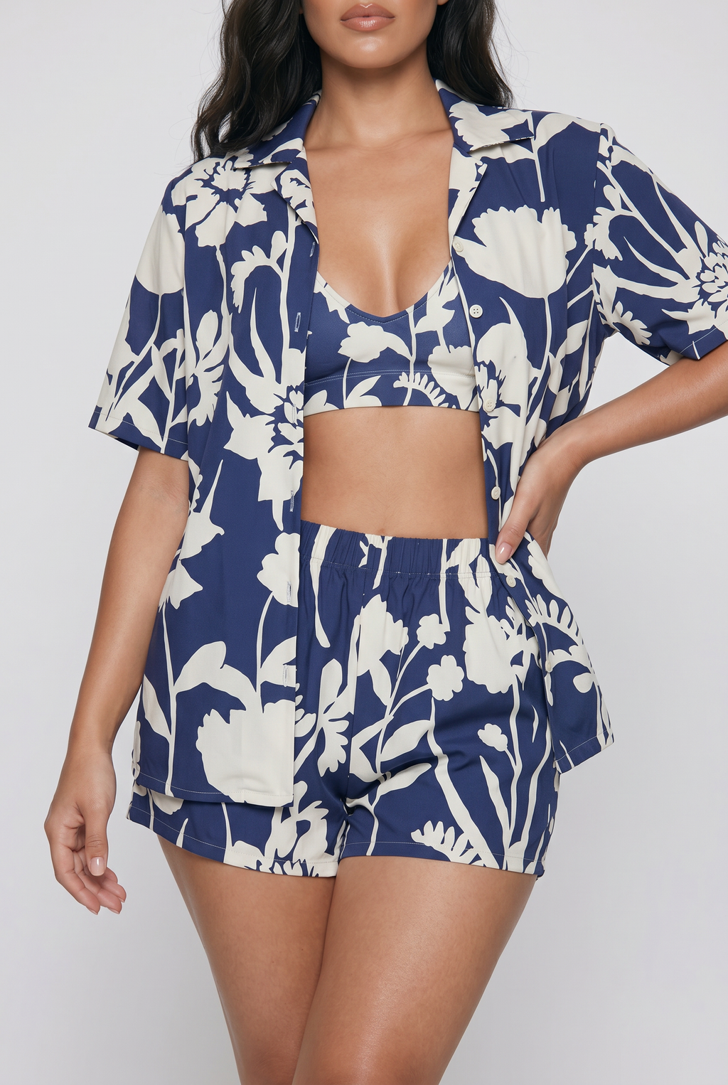 Blue Floral Premium Button Up Shirt