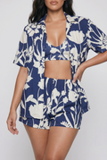 Blue Floral Premium Button Up Shirt
