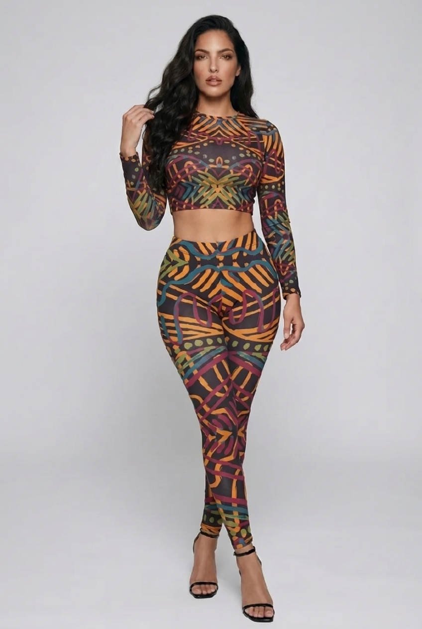 Bosse Abstract Athleisure Crop Top