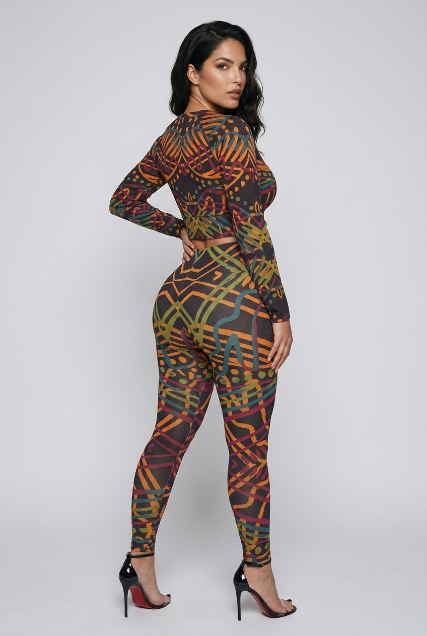 Bosse Abstract Athleisure Crop Top