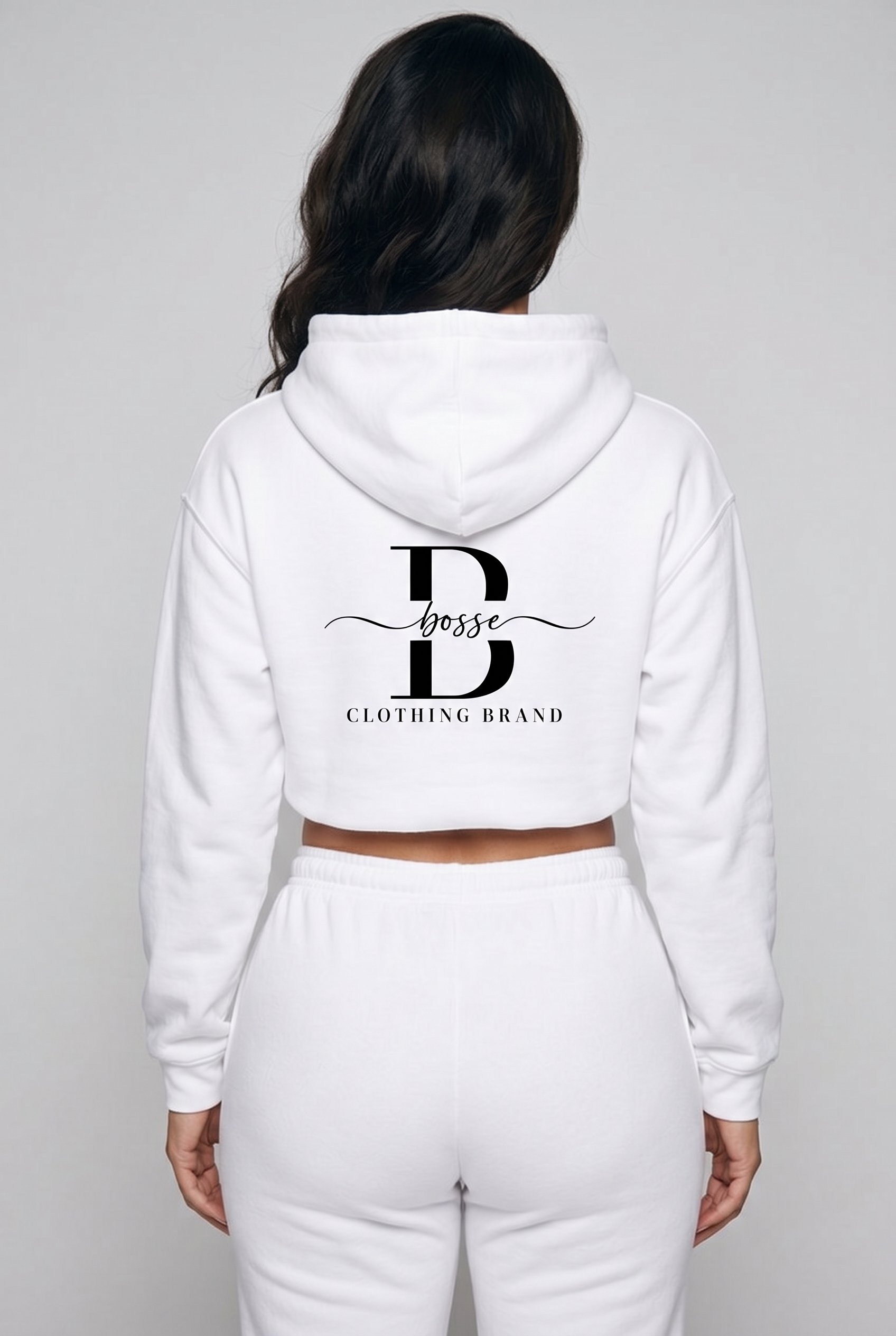 Bosse Contrast Side Stripe Cropped Hoodie (White)