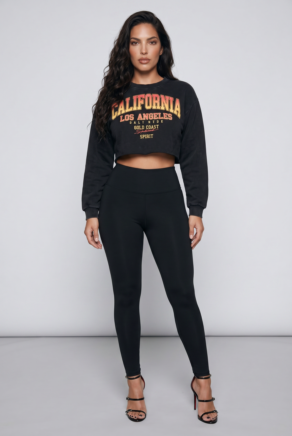 Snow Washed Raw Edge Cropped Sweatshirt