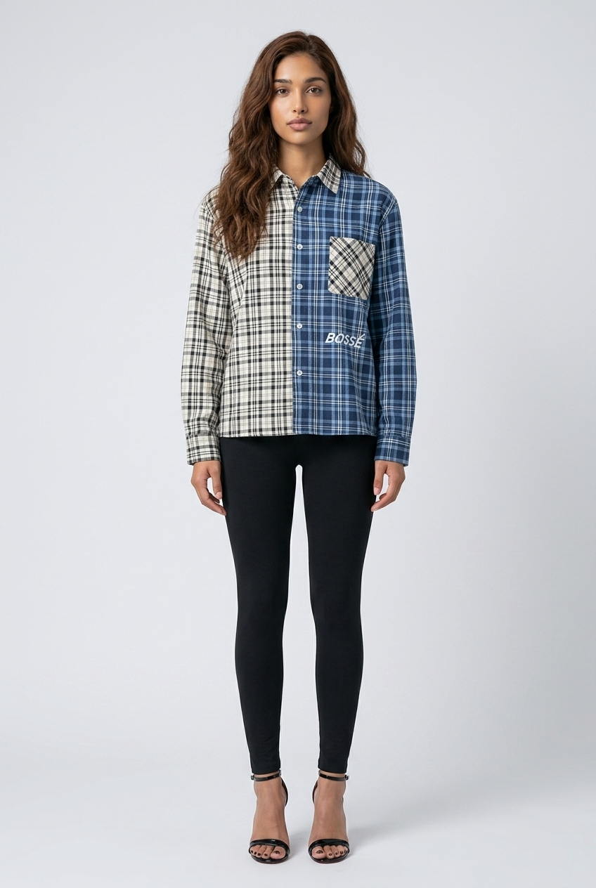 Bosse Signature Unisex Oversized Plaid Color Block Shirt