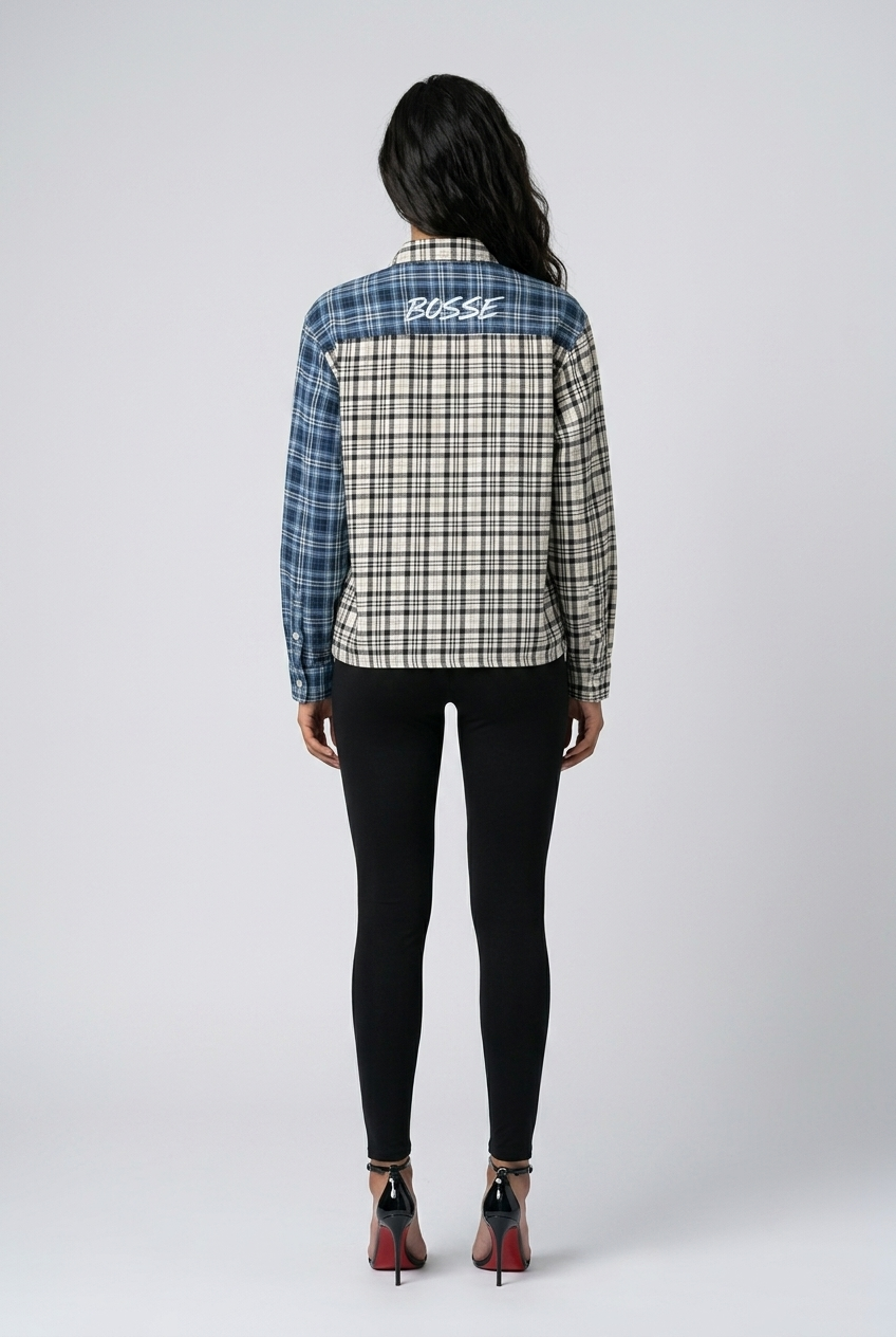 Bosse Signature Unisex Oversized Plaid Color Block Shirt
