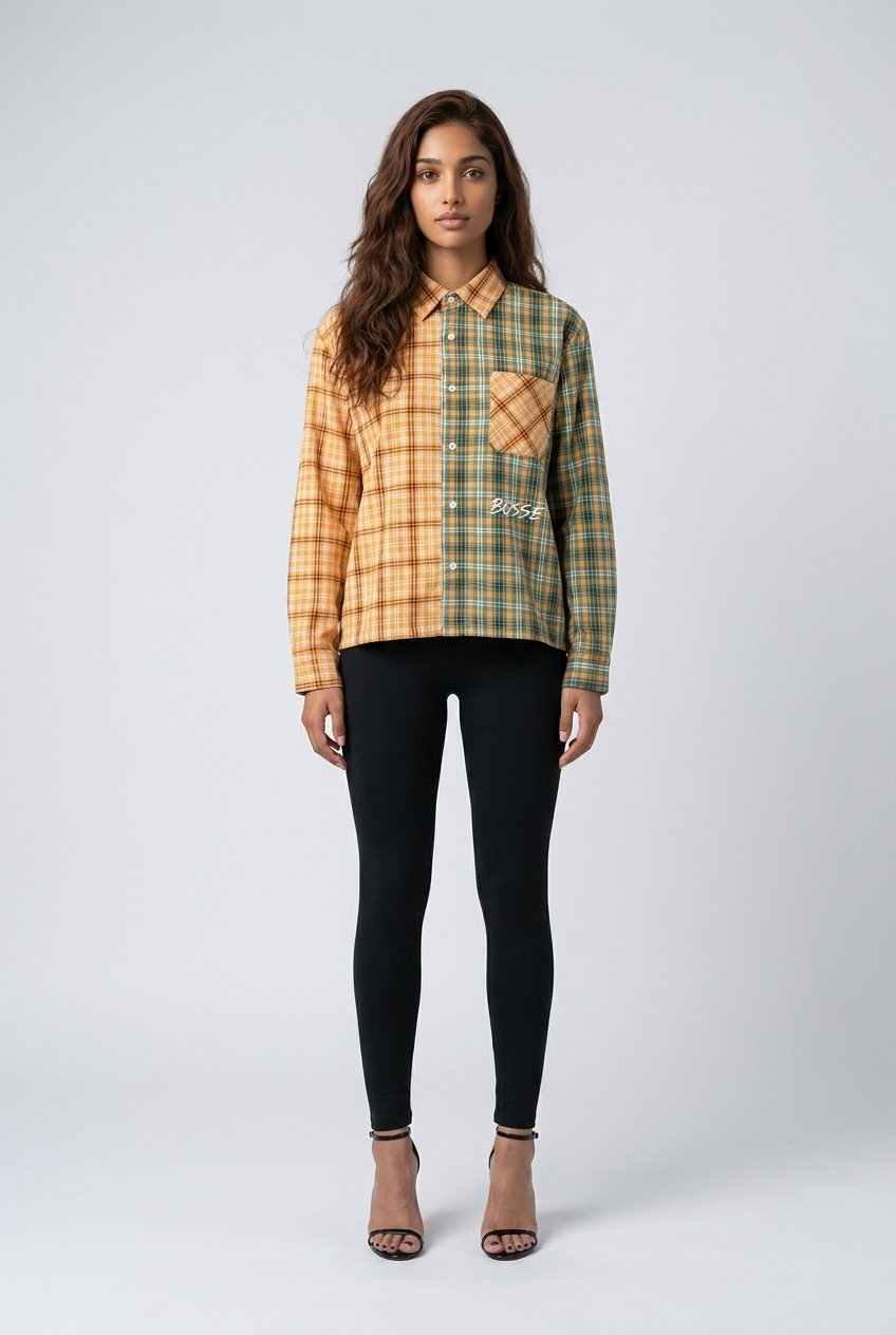 Bosse Signature Unisex Oversized Plaid Color Block Shirt