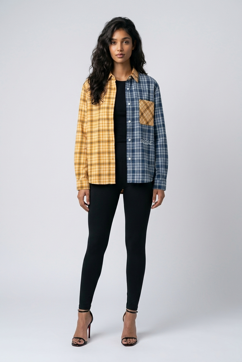 Bosse Signature Unisex Oversized Plaid Color Block Shirt
