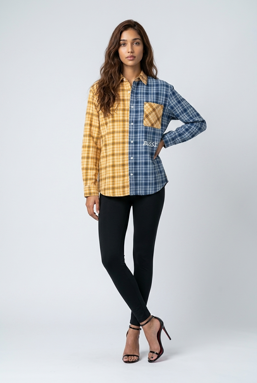 Bosse Signature Unisex Oversized Plaid Color Block Shirt